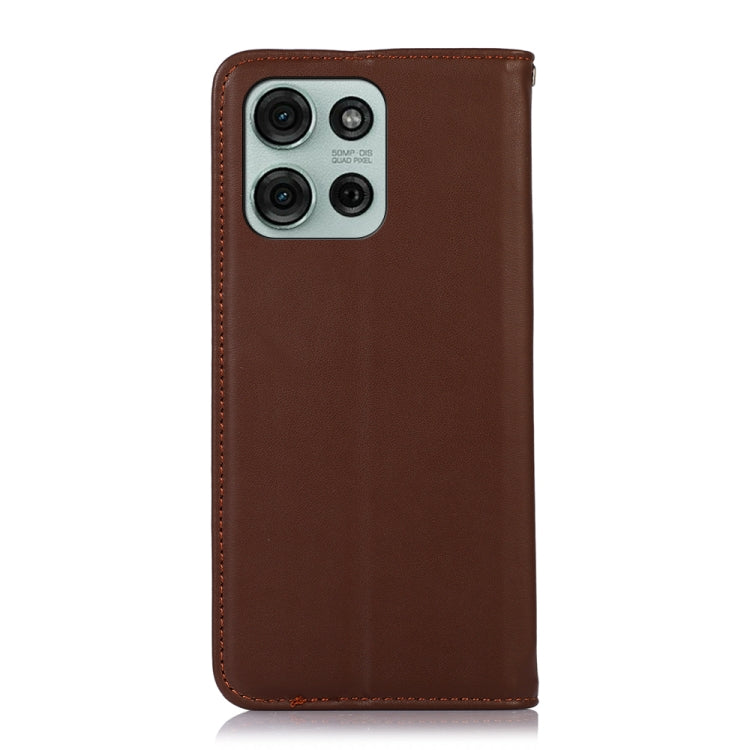 For Motorola Moto G75 5G KHAZNEH Nappa Top Layer Cowhide Leather Phone Case(Brown) - Motorola Cases by PMC TechLife | Online Shopping South Africa | PMC TechLife | Buy Now Pay Later Mobicred