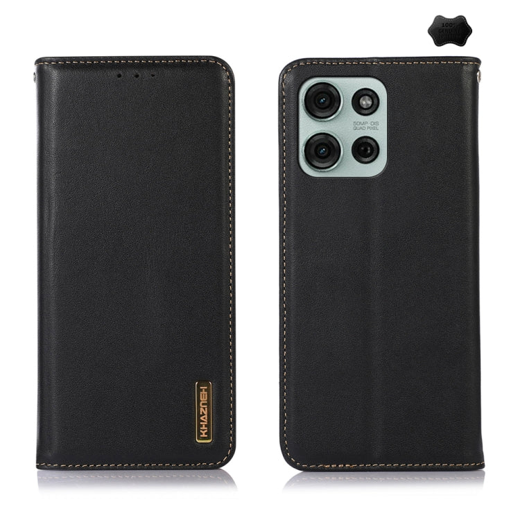 For Motorola Moto G75 5G KHAZNEH Nappa Top Layer Cowhide Leather Phone Case(Black) - Motorola Cases by PMC TechLife | Online Shopping South Africa | PMC TechLife | Buy Now Pay Later Mobicred
