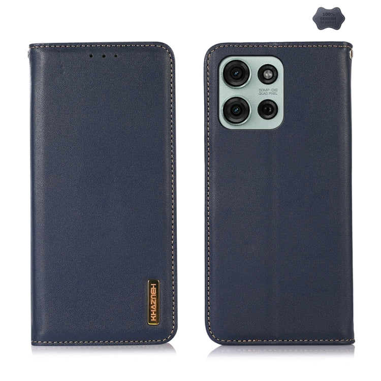 For Motorola Moto G75 5G KHAZNEH Nappa Top Layer Cowhide Leather Phone Case(Blue) - Motorola Cases by PMC TechLife | Online Shopping South Africa | PMC TechLife | Buy Now Pay Later Mobicred