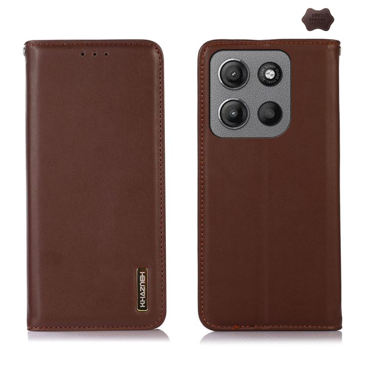 For Motorola Moto G15 4G / G05 KHAZNEH Nappa Top Layer Cowhide Leather Phone Case(Brown) - free shipping - PMC TechLife - Order now!