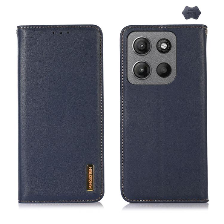 For Motorola Moto G15 4G / G05 KHAZNEH Nappa Top Layer Cowhide Leather Phone Case(Blue) - Motorola Cases by PMC TechLife | Online Shopping South Africa | PMC TechLife | Buy Now Pay Later Mobicred