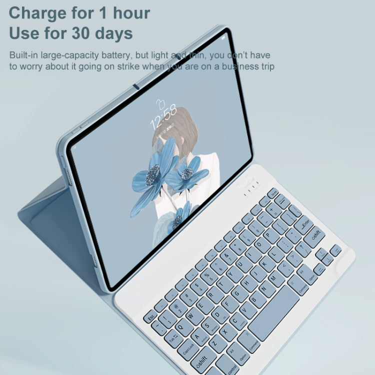 For Lenovo Tab M10 Plus 10.6 3rd Gen 2022 LX106 Square Keys Detachable Bluetooth Keyboard Leather Tablet Case(Matcha Green) - Lenovo Keyboard by PMC TechLife | Online Shopping South Africa | PMC TechLife