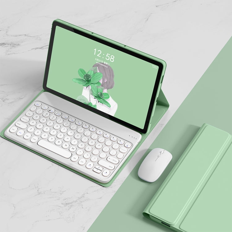 For Lenovo Tab M10 Plus 10.6 3rd Gen 2022 YM-LX106 Round Key Detachable Bluetooth Tablet Keyboard Leather Case with Mouse(Matcha Green) - free shipping - PMC TechLife - Order now!