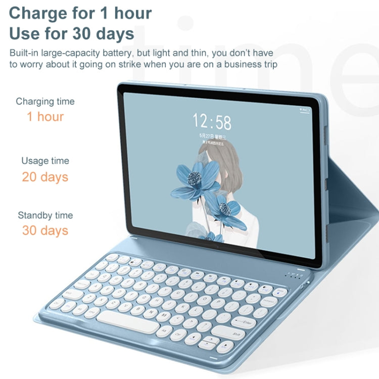 For Lenovo Tab M10 Plus 10.6 3rd Gen 2022 YM-LX106 Round Key Detachable Bluetooth Tablet Keyboard Leather Case with Mouse(Black) - Lenovo Keyboard by PMC TechLife | Online Shopping South Africa | PMC TechLife