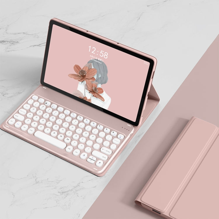For Lenovo Tab M10 Plus 10.6 3rd Gen 2022 YM-LX106 Round Key Detachable Bluetooth Tablet Keyboard Leather Case without Mouse(Pink) - free shipping - PMC TechLife - Order now!