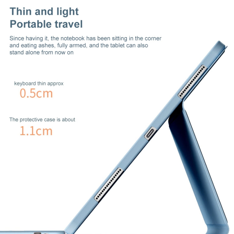 For Lenovo Tab M10 Plus 10.6 3rd Gen 2022 YM-LX106 Round Key Detachable Bluetooth Tablet Keyboard Leather Case without Mouse(Matcha Green) - Lenovo Keyboard by PMC TechLife | Online Shopping South Africa | PMC TechLife