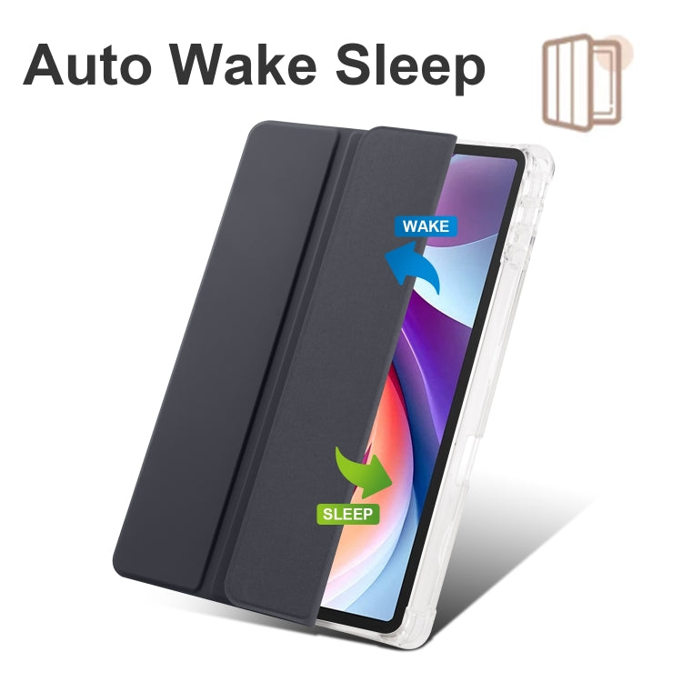 For Lenovo Tab M11 / Xiaoxin Pad 11 2024 3-fold Clear TPU Leather Tablet Case with Pen Slot(Black) - Lenovo by PMC Jewellery | Online Shopping South Africa | PMC Jewellery | Buy Now Pay Later Mobicred