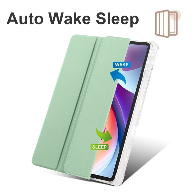 For Lenovo Tab M11 / Xiaoxin Pad 11 2024 3-fold Clear TPU Leather Tablet Case with Pen Slot(Green) - Lenovo by PMC Jewellery | Online Shopping South Africa | PMC Jewellery | Buy Now Pay Later Mobicred