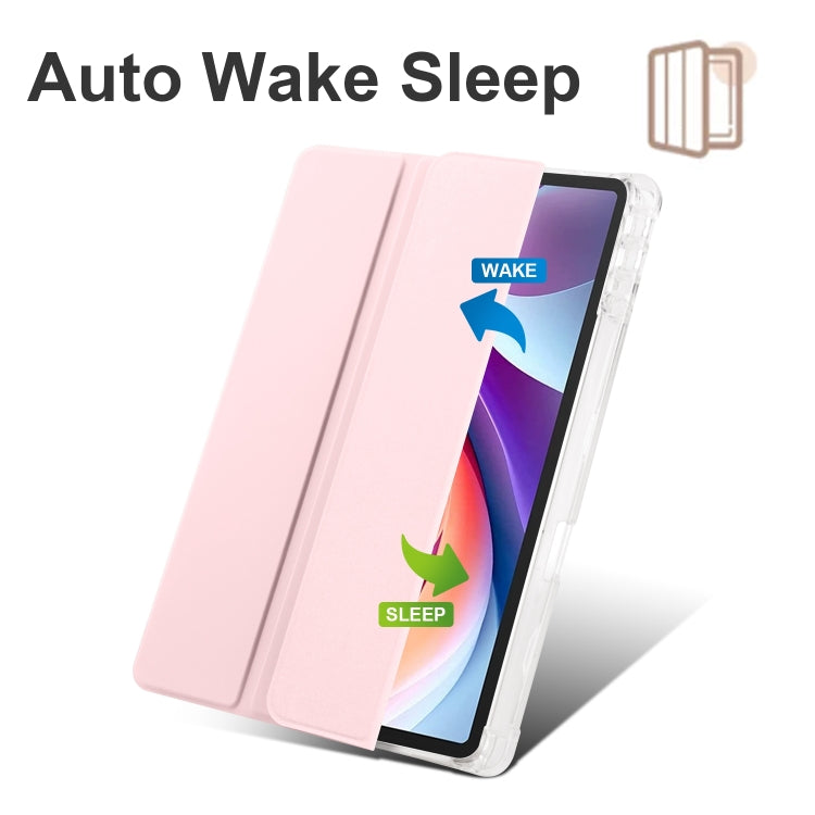 For Lenovo Tab M11 / Xiaoxin Pad 11 2024 3-fold Clear TPU Leather Tablet Case with Pen Slot(Pink) - Lenovo by PMC Jewellery | Online Shopping South Africa | PMC Jewellery | Buy Now Pay Later Mobicred