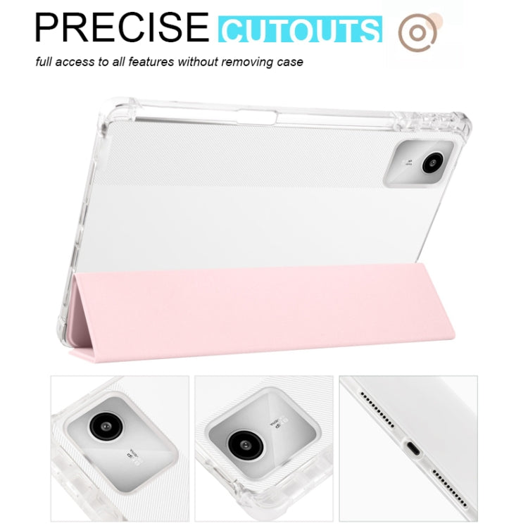 For Lenovo Tab M11 / Xiaoxin Pad 11 2024 3-fold Clear TPU Leather Tablet Case with Pen Slot(Pink) - Lenovo by PMC Jewellery | Online Shopping South Africa | PMC Jewellery | Buy Now Pay Later Mobicred