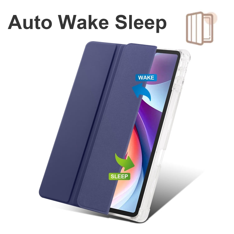 For Lenovo Tab M11 / Xiaoxin Pad 11 2024 3-fold Clear TPU Leather Tablet Case with Pen Slot(Dark Blue) - Lenovo by PMC Jewellery | Online Shopping South Africa | PMC Jewellery | Buy Now Pay Later Mobicred