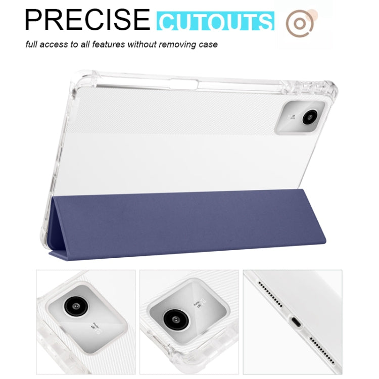 For Lenovo Tab M11 / Xiaoxin Pad 11 2024 3-fold Clear TPU Leather Tablet Case with Pen Slot(Dark Blue) - Lenovo by PMC Jewellery | Online Shopping South Africa | PMC Jewellery | Buy Now Pay Later Mobicred