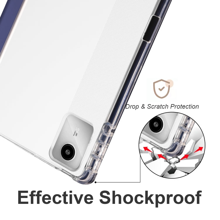 For Lenovo Tab M11 / Xiaoxin Pad 11 2024 3-fold Clear TPU Leather Tablet Case with Pen Slot(Dark Blue) - Lenovo by PMC Jewellery | Online Shopping South Africa | PMC Jewellery | Buy Now Pay Later Mobicred