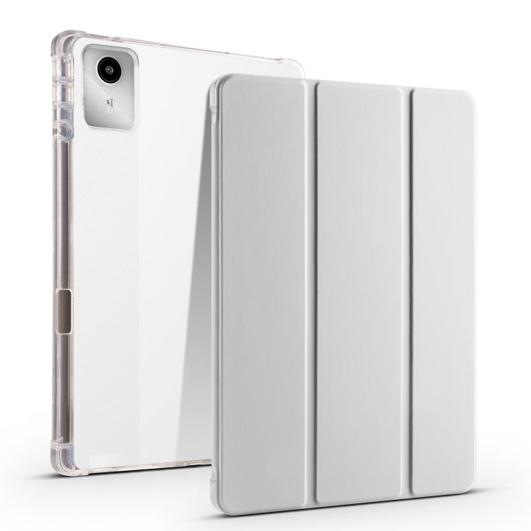 For Lenovo Tab M11 / Xiaoxin Pad 11 2024 3-fold Clear TPU Leather Tablet Case with Pen Slot(Space Grey) - Lenovo by PMC Jewellery | Online Shopping South Africa | PMC Jewellery | Buy Now Pay Later Mobicred
