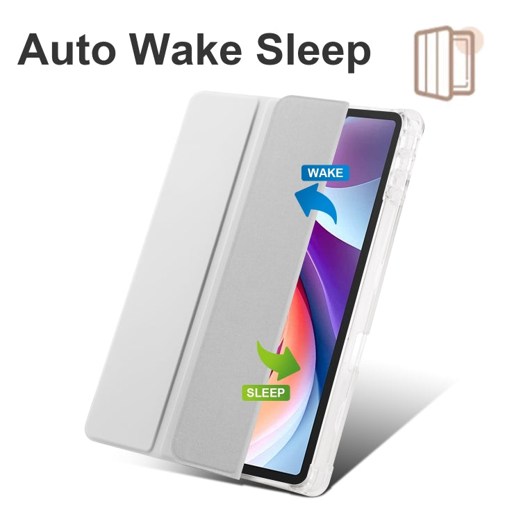 For Lenovo Tab M11 / Xiaoxin Pad 11 2024 3-fold Clear TPU Leather Tablet Case with Pen Slot(Space Grey) - Lenovo by PMC Jewellery | Online Shopping South Africa | PMC Jewellery | Buy Now Pay Later Mobicred