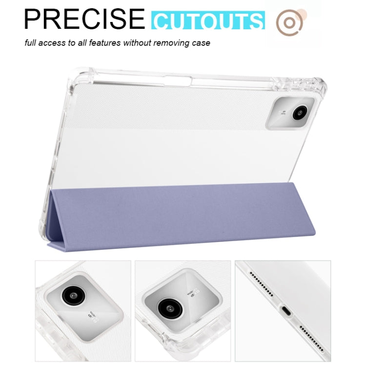For Lenovo Tab M11 / Xiaoxin Pad 11 2024 3-fold Clear TPU Leather Tablet Case with Pen Slot(Lavender) - Lenovo by PMC Jewellery | Online Shopping South Africa | PMC Jewellery | Buy Now Pay Later Mobicred