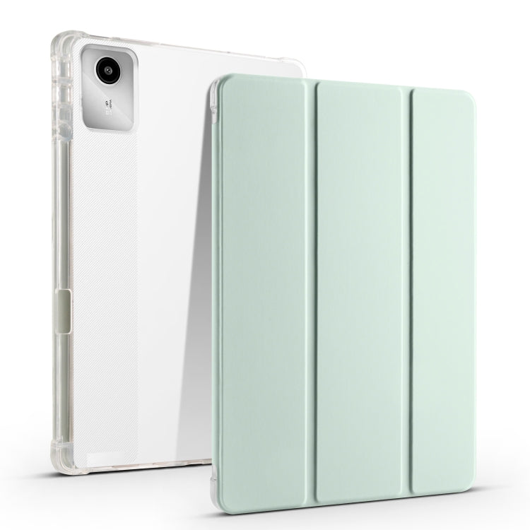 For Lenovo Tab M11 / Xiaoxin Pad 11 2024 3-fold Clear TPU Leather Tablet Case with Pen Slot(Light Green) - Lenovo by PMC Jewellery | Online Shopping South Africa | PMC Jewellery | Buy Now Pay Later Mobicred