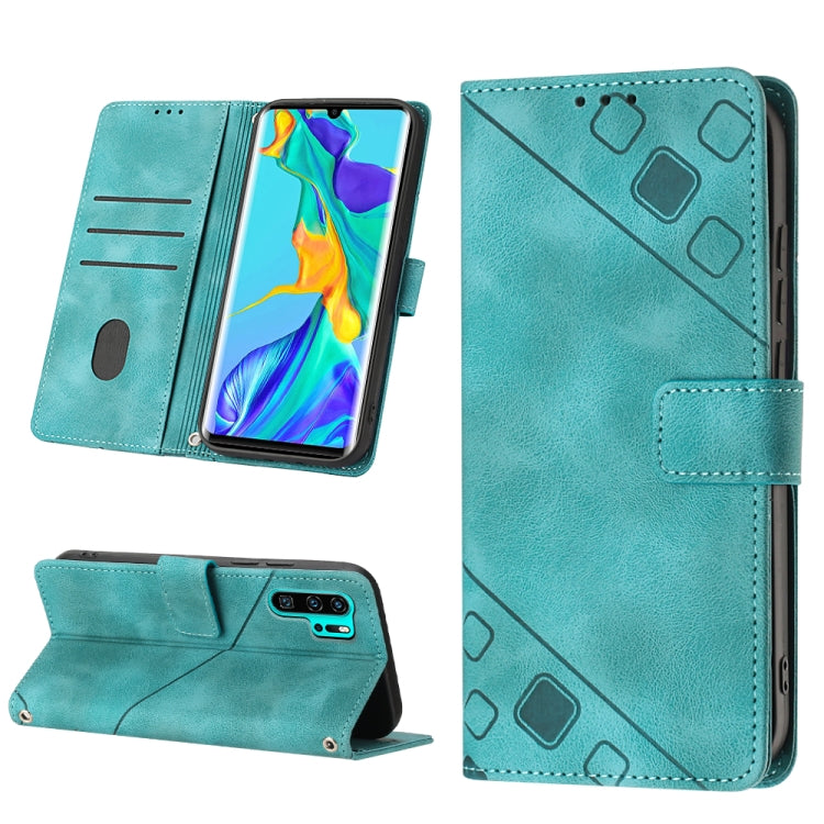 For Huawei P30 Pro Skin-feel Embossed Leather Phone Case(Green) - Huawei Cases by PMC TechLife | Online Shopping South Africa | PMC TechLife
