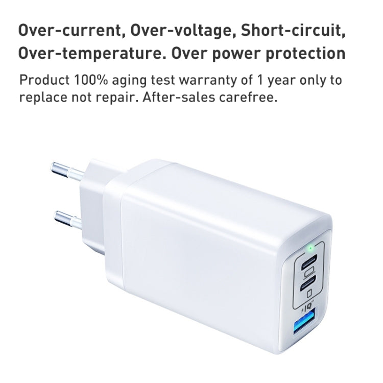 65W Dual PD USB-C / Type-C + USB 3-Port Gan Fast Charging Charger, Plug:US Plug(White) - free shipping - PMC Jewellery - Order now!