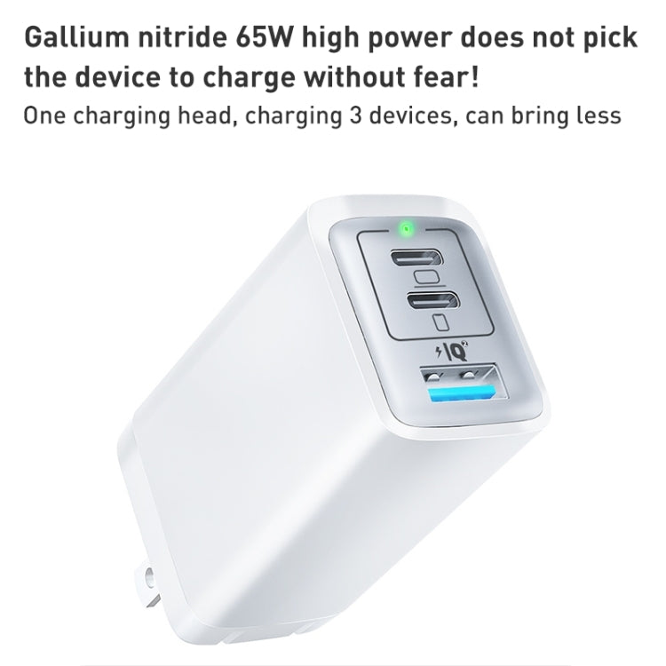65W Dual PD USB-C / Type-C + USB 3-Port Gan Fast Charging Charger, Plug:EU Plug(White) - USB Charger by PMC Jewellery | Online Shopping South Africa | PMC Jewellery | Buy Now Pay Later Mobicred