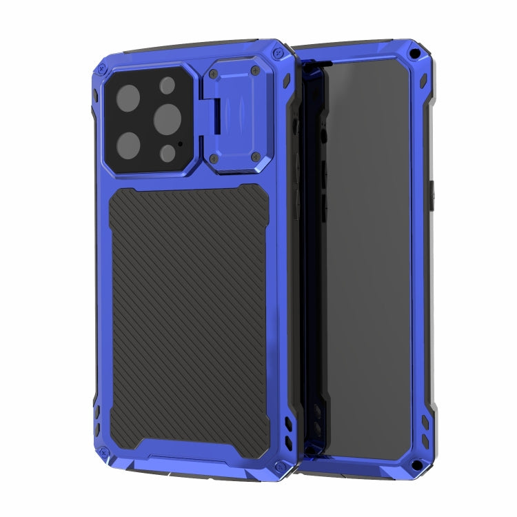 For iPhone 14 Pro RedPepper Silver Shield Series All-inclusive Lens Metal Phone Case(Blue) - iPhone 14 Pro Cases by RedPepper | Online Shopping South Africa | PMc TechLife | Buy Now Pay Later Mobicred