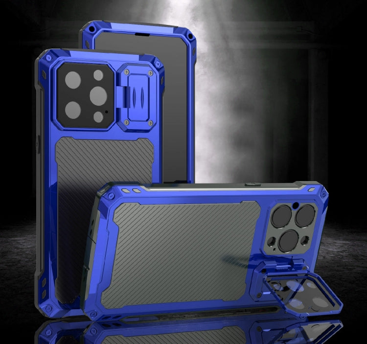 For iPhone 14 Pro RedPepper Silver Shield Series All-inclusive Lens Metal Phone Case(Blue) - iPhone 14 Pro Cases by RedPepper | Online Shopping South Africa | PMc TechLife | Buy Now Pay Later Mobicred