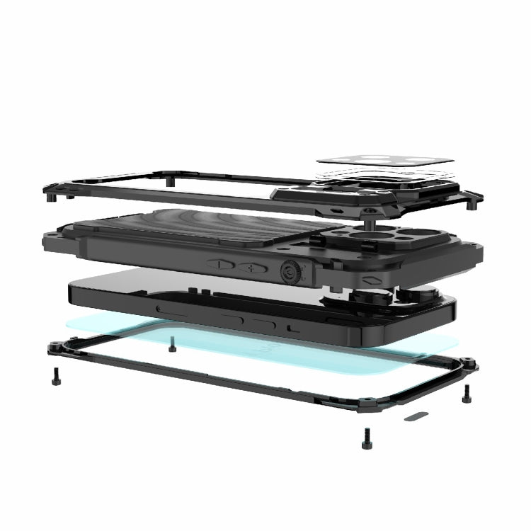 For iPhone 14 Pro Max RedPepper Silver Shield Series All-inclusive Lens Metal Phone Case(Blue) - iPhone 14 Pro Max Cases by RedPepper | Online Shopping South Africa | PMc TechLife | Buy Now Pay Later Mobicred