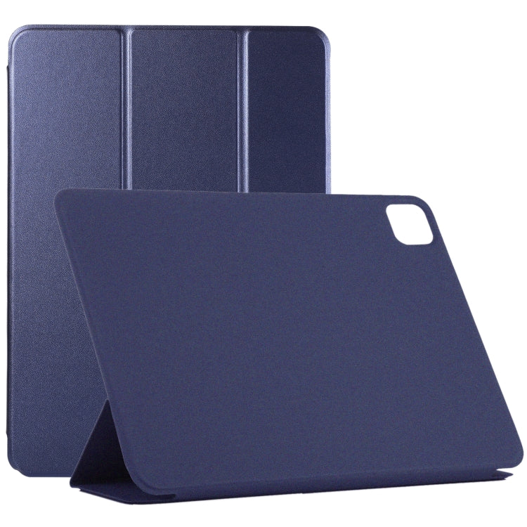 For iPad Air 13 2024 / Pro 12.9 2020 Non-buckle Double-sided Magnetic Flip Leather Tablet Case With Holder & Sleep / Wake-up Function(Dark Blue) - iPad Pro 12.9 (2020) Cases by PMC TechLife | Online Shopping South Africa | PMC TechLife | Buy Now Pay Later Mobicred