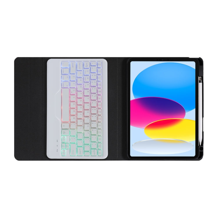 For iPad 10th Gen 10.9 2022 B10S Triangle Holder Three-color Backlight Bluetooth Keyboard Leather Case(Rainbow) - Universal by PMC TechLife | Online Shopping South Africa | PMC TechLife