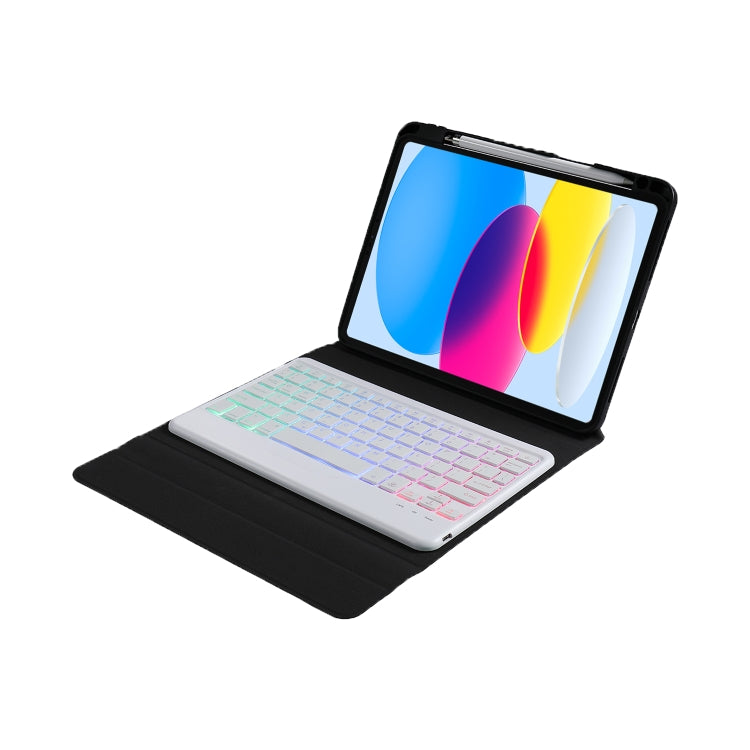 For iPad 2025 / 2022 B10S Triangle Holder Three-color Backlight Bluetooth Keyboard Leather Case(Blue Pink) - Universal by PMC TechLife | Online Shopping South Africa | PMC TechLife | Buy Now Pay Later Mobicred