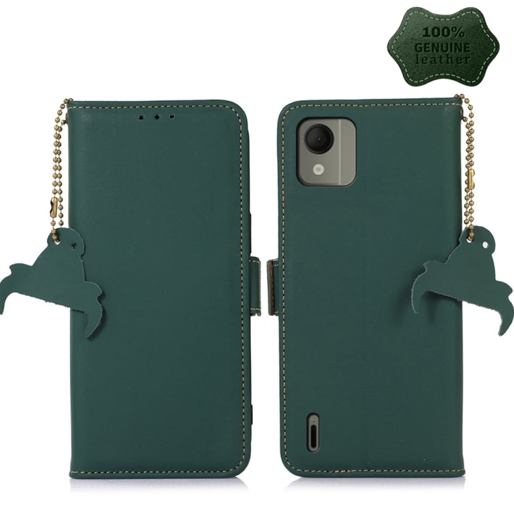 For Nokia C110 Genuine Leather Magnetic RFID Leather Phone Case(Green) - Nokia Cases by PMC TechLife | Online Shopping South Africa | PMC TechLife | Buy Now Pay Later Mobicred
