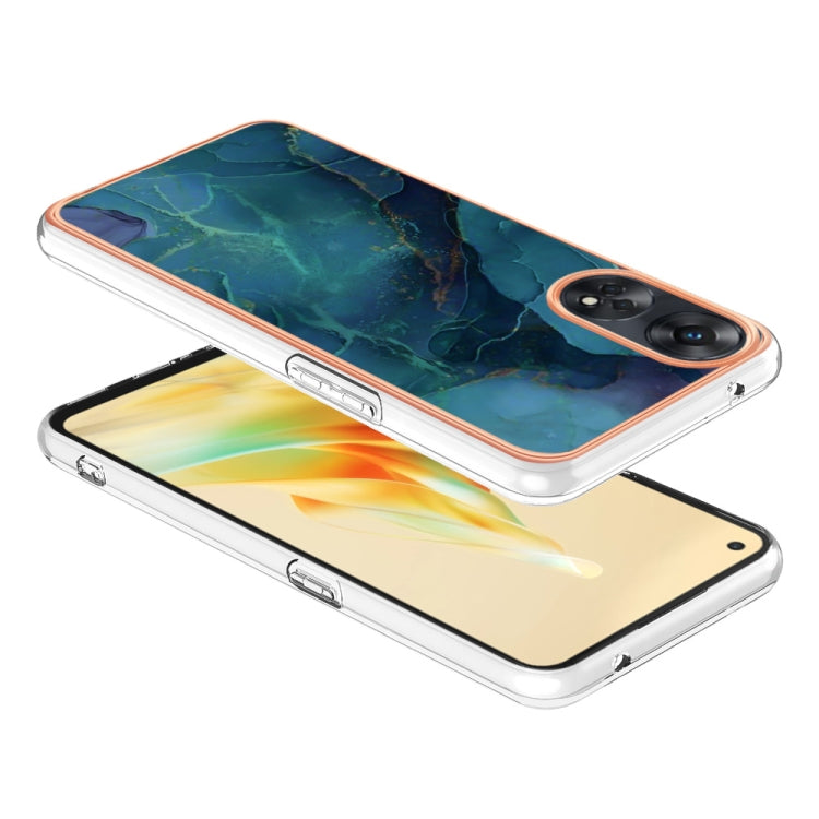 For OPPO Reno 8T 4G Electroplating Marble Dual-side IMD Phone Case(Green 017) - free shipping - PMC TechLife - Order now!