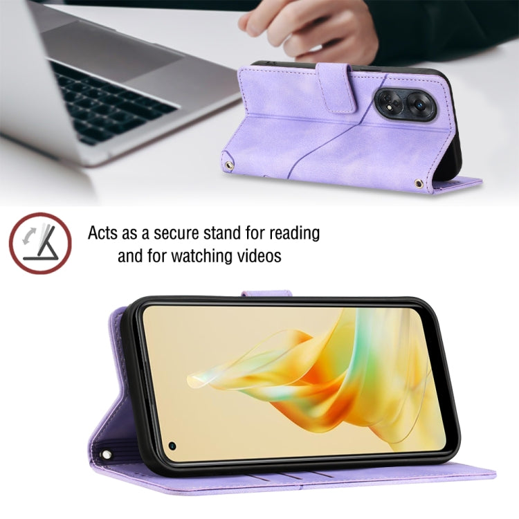 For OPPO Reno8 T 4G Foreign Skin-feel Embossed Leather Phone Case(Light Purple) - OPPO Cases by PMC TechLife | Online Shopping South Africa | PMC TechLife | Buy Now Pay Later Mobicred