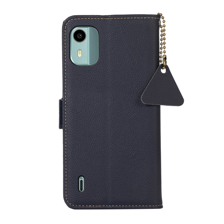 For Nokia C12 4G Side-Magnetic TJ Genuine Leather RFID Phone Case(Blue) - Honor Cases by PMC TechLife | Online Shopping South Africa | PMC TechLife | Buy Now Pay Later Mobicred
