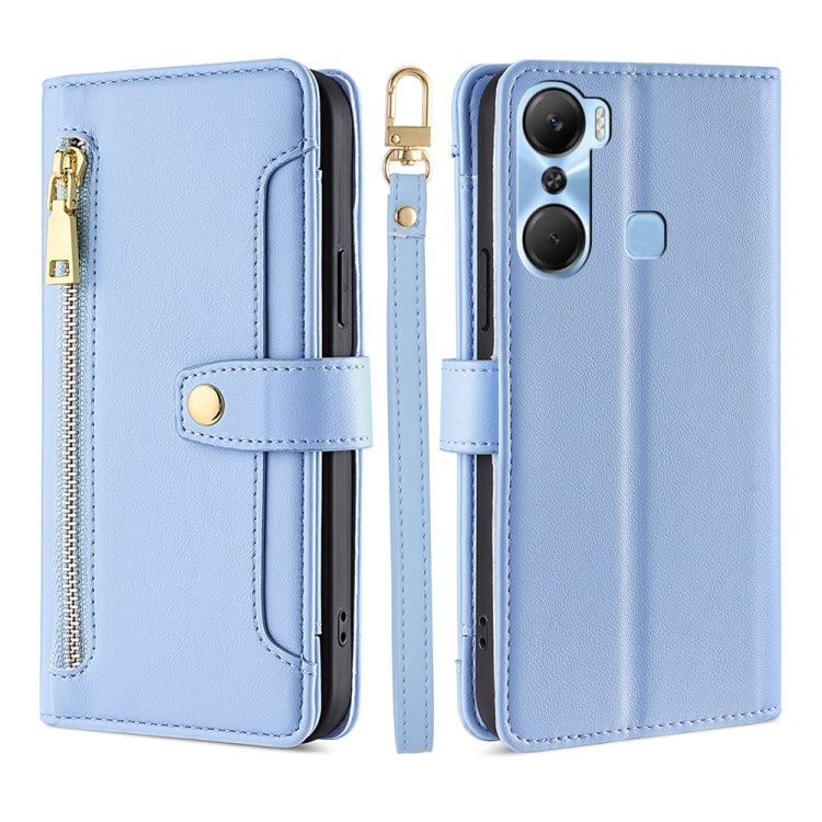 For Infinix Hot 12 Pro Sheep Texture Cross-body Zipper Wallet Leather Phone Case(Blue) - Infinix Cases by PMC TechLife | Online Shopping South Africa | PMC TechLife | Buy Now Pay Later Mobicred