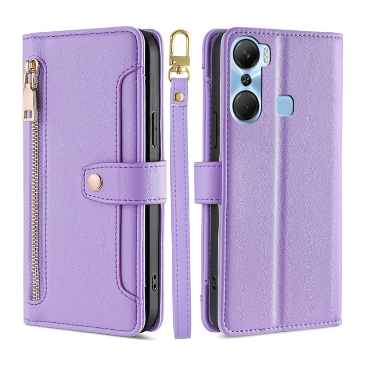 For Infinix Hot 12 Pro Sheep Texture Cross-body Zipper Wallet Leather Phone Case(Purple) - Infinix Cases by PMC TechLife | Online Shopping South Africa | PMC TechLife | Buy Now Pay Later Mobicred