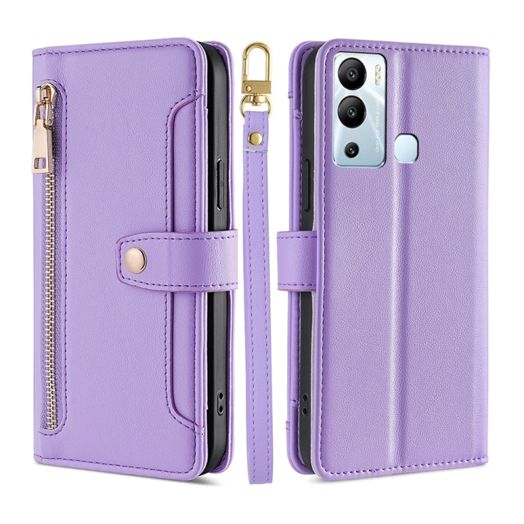For Infinix Hot 12i Sheep Texture Cross-body Zipper Wallet Leather Phone Case(Purple) - Infinix Cases by PMC TechLife | Online Shopping South Africa | PMC TechLife | Buy Now Pay Later Mobicred
