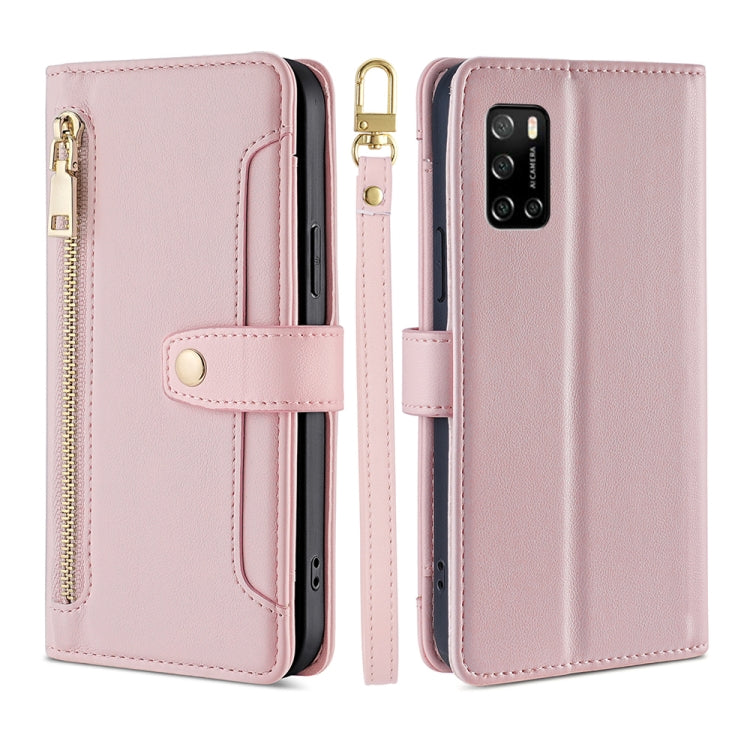 For Rakuten Big S Sheep Texture Cross-body Zipper Wallet Leather Phone Case(Pink) - More Brand by PMC TechLife | Online Shopping South Africa | PMC TechLife | Buy Now Pay Later Mobicred