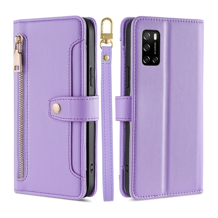 For Rakuten Big S Sheep Texture Cross-body Zipper Wallet Leather Phone Case(Purple) - More Brand by PMC TechLife | Online Shopping South Africa | PMC TechLife | Buy Now Pay Later Mobicred