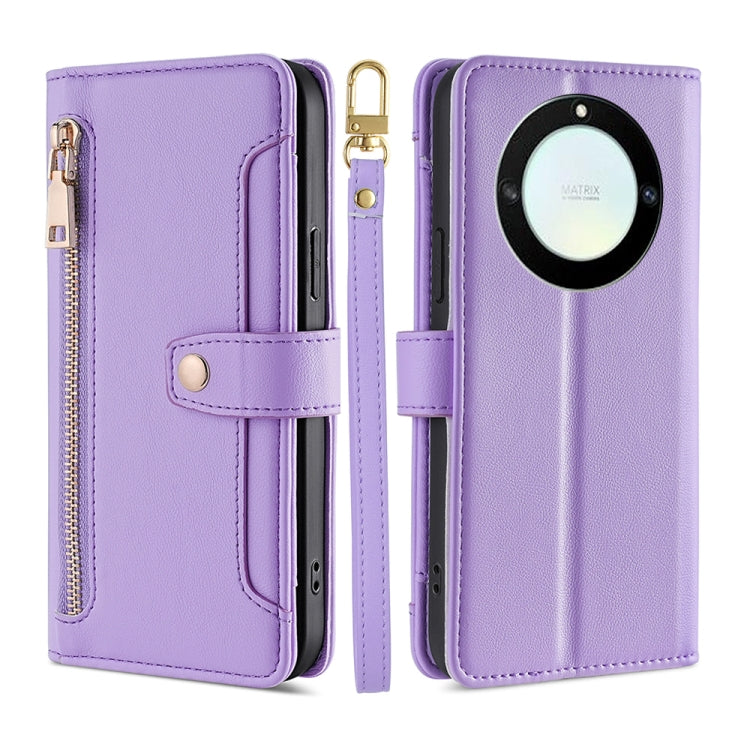 For Honor X40 Sheep Texture Cross-body Zipper Wallet Leather Phone Case(Purple) - free shipping - PMC TechLife - Order now!