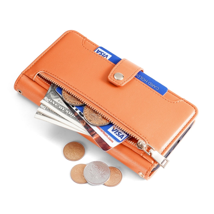 For OnePlus Ace 2V 5G Sheep Texture Cross-body Zipper Wallet Leather Phone Case(Orange) - OnePlus Cases by PMC TechLife | Online Shopping South Africa | PMC TechLife | Buy Now Pay Later Mobicred