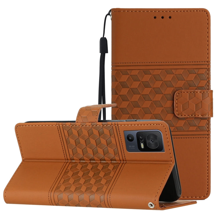 For TCL 40 SE Diamond Embossed Skin Feel Leather Phone Case with Lanyard(Brown) - More Brand by PMC TechLife | Online Shopping South Africa | PMC TechLife | Buy Now Pay Later Mobicred