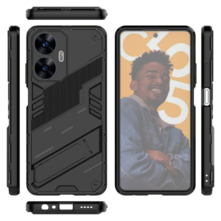 For Realme C55 Punk Armor 2 in 1 PC + TPU Shockproof Phone Case with Invisible Holder(Black) - Realme Cases by PMC TechLife | Online Shopping South Africa | PMC TechLife | Buy Now Pay Later Mobicred