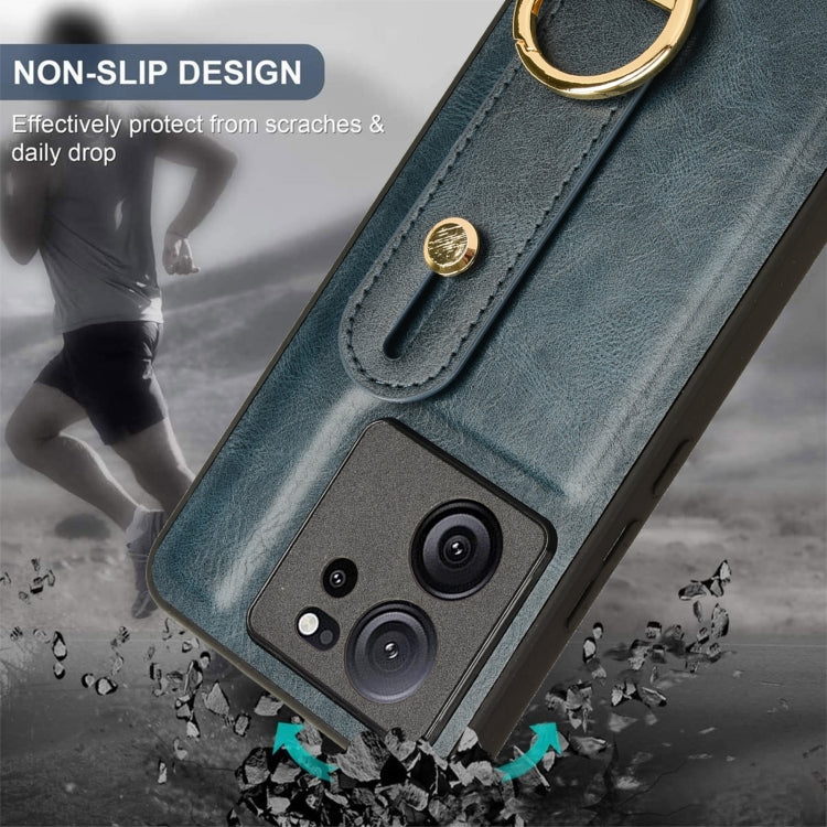 For Xiaomi 13T / 13T Pro / Redmi K60 Ultra Wristband Leather Back Phone Case(Blue) - Redmi K60 Ultra Cases by PMC TechLife | Online Shopping South Africa | PMC TechLife | Buy Now Pay Later Mobicred