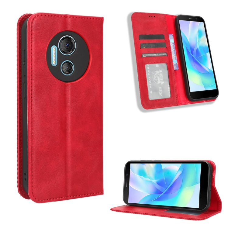 For Doogee X97 / X97 Pro Magnetic Buckle Retro Texture Leather Phone Case(Red) - Doogee Cases by PMC TechLife | Online Shopping South Africa | PMC TechLife | Buy Now Pay Later Mobicred