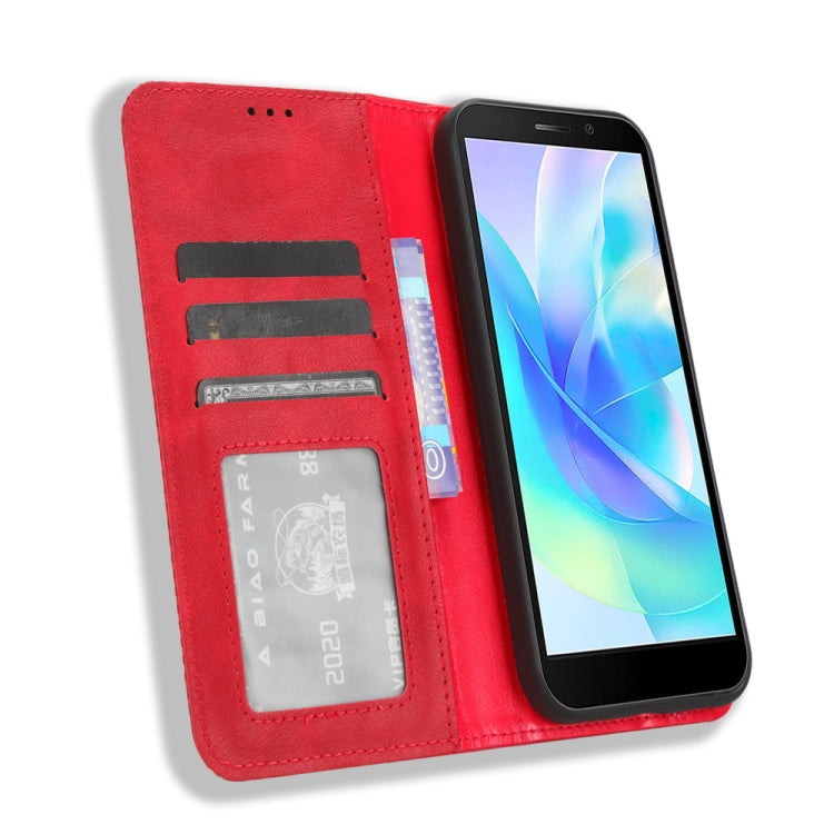 For Doogee X97 / X97 Pro Magnetic Buckle Retro Texture Leather Phone Case(Red) - Doogee Cases by PMC TechLife | Online Shopping South Africa | PMC TechLife | Buy Now Pay Later Mobicred