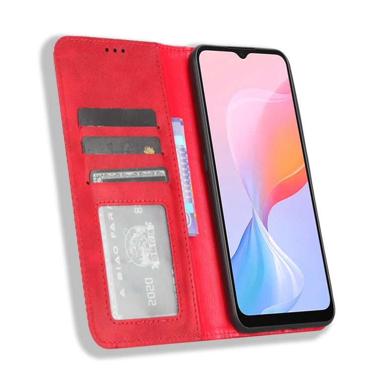 For Blackview A85 Magnetic Buckle Retro Texture Leather Phone Case(Red) - More Brand by PMC TechLife | Online Shopping South Africa | PMC TechLife | Buy Now Pay Later Mobicred