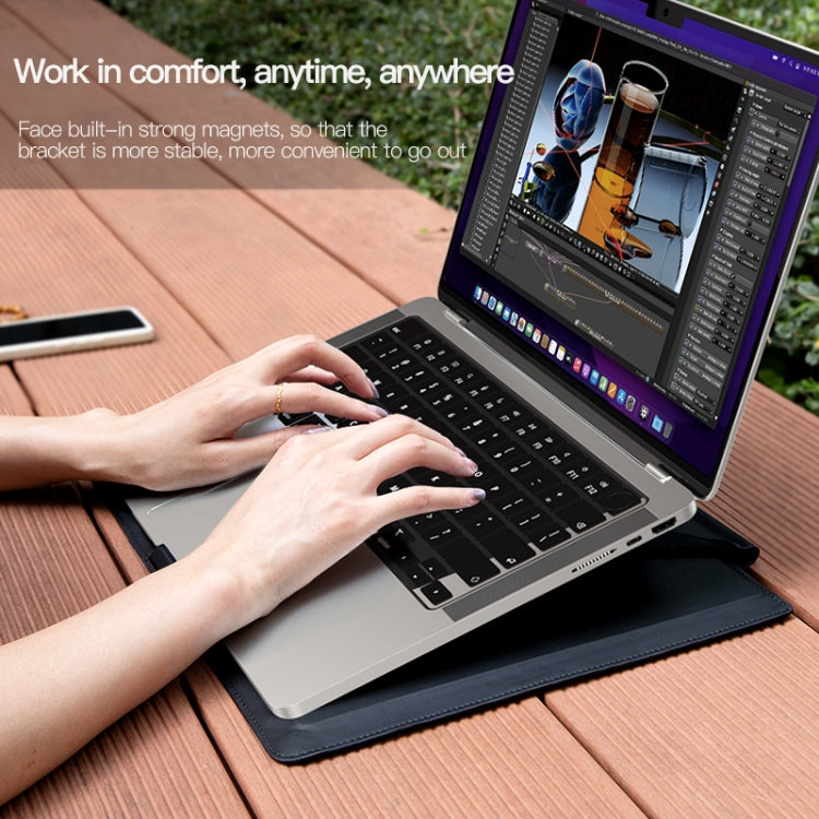 15-16 inch Universal Laptop Magnetic Holder Stitching Inner Bag(Brown) - 15 inch by PMC Jewellery | Online Shopping South Africa | PMC Jewellery | Buy Now Pay Later Mobicred