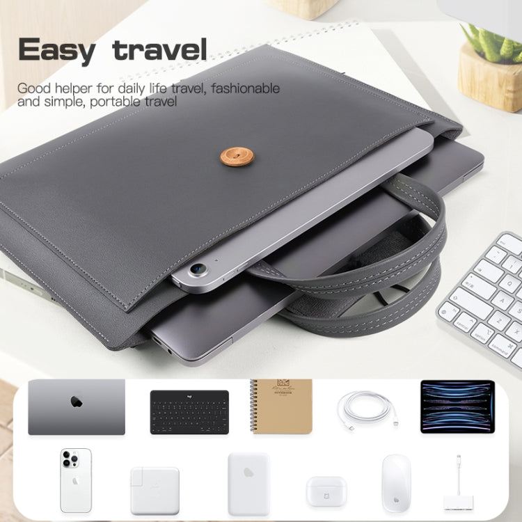15-16 inch Universal Elastic Thread Button Portable Laptop Inner Bag(Brown) - 15 inch by PMC TechLife | Online Shopping South Africa | PMC TechLife | Buy Now Pay Later Mobicred