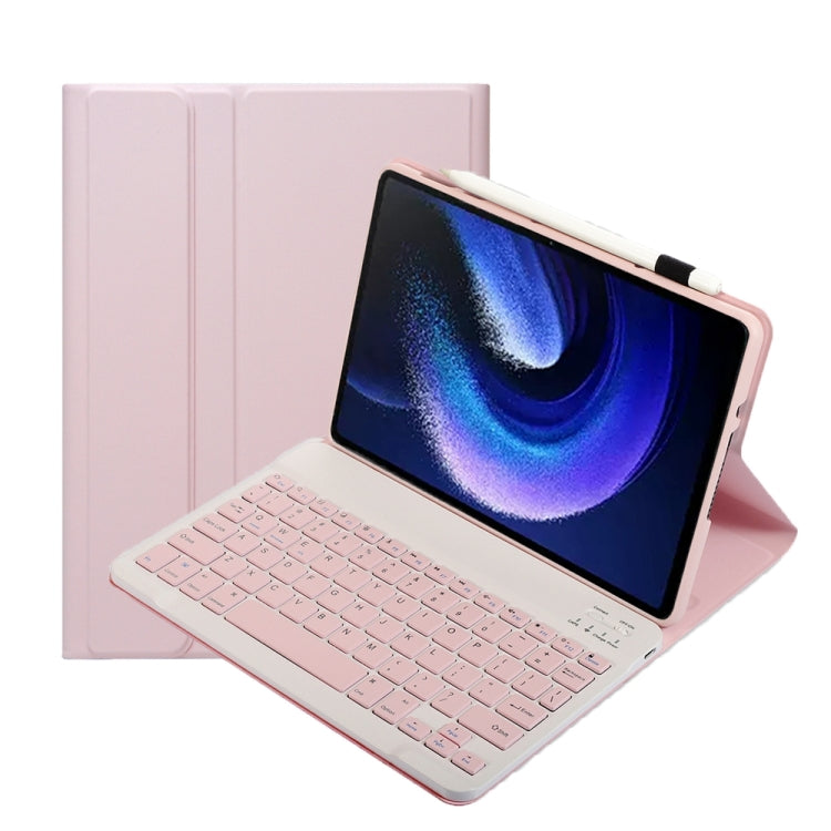 For Xiaomi Pad 6 / Pad 6 Pro A0N7 Lambskin Texture Ultra-thin Bluetooth Keyboard Leather Case(Pink) - Xiaomi Keyboard by PMC TechLife | Online Shopping South Africa | PMC TechLife | Buy Now Pay Later Mobicred